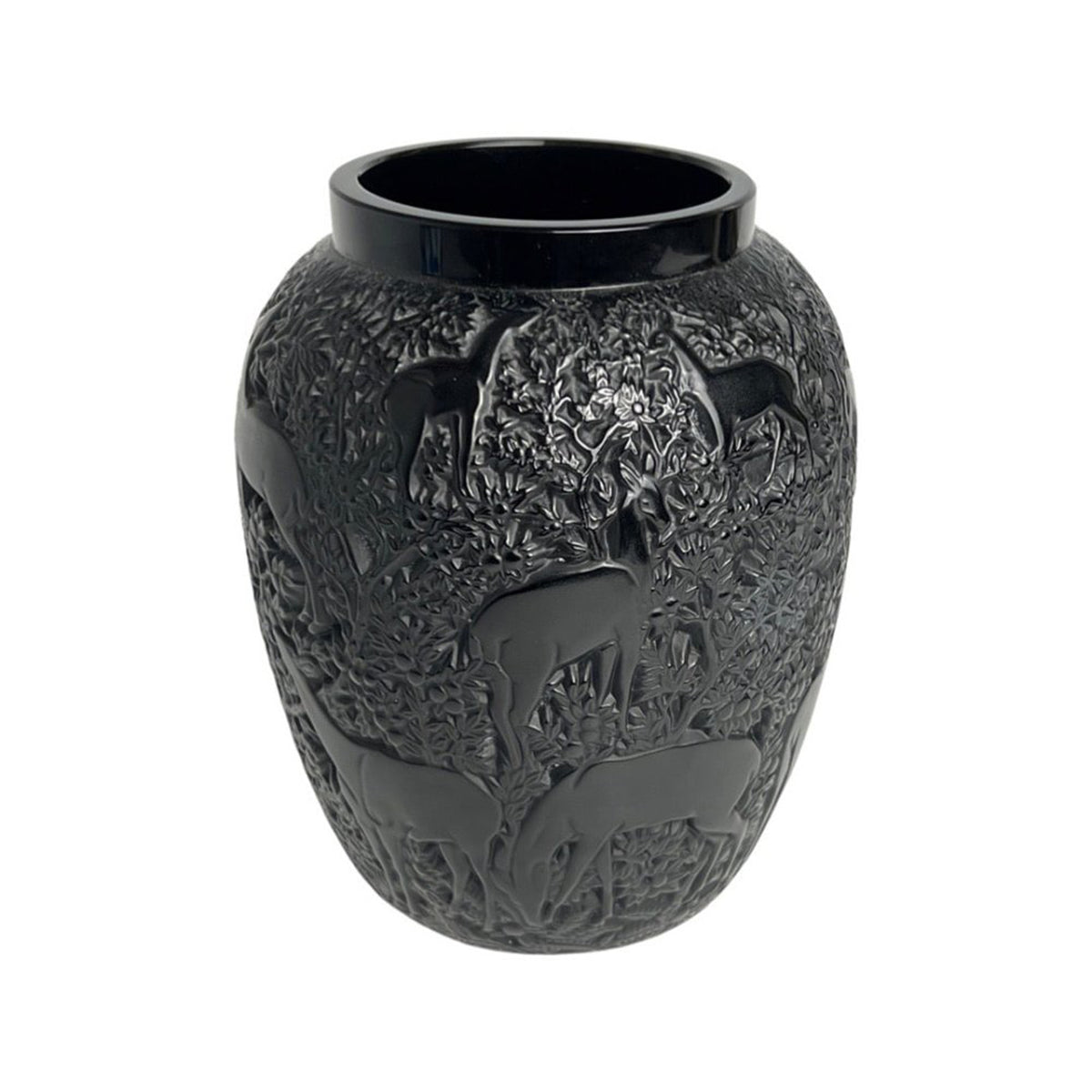 Black Lalique Biches Vase