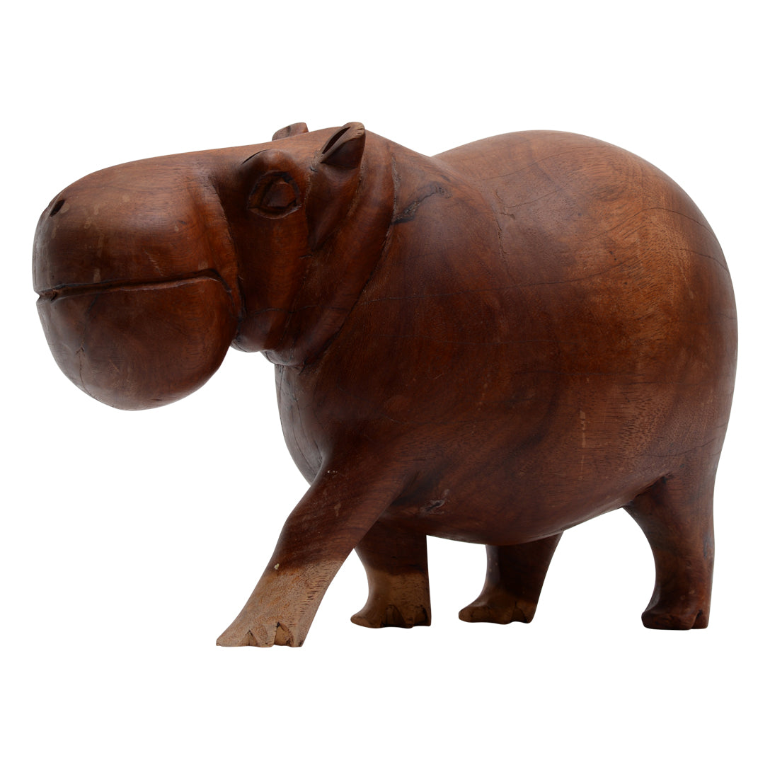 Hand Carved Wooden Hippo