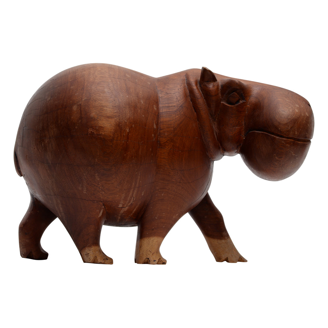 Hand Carved Wooden Hippo