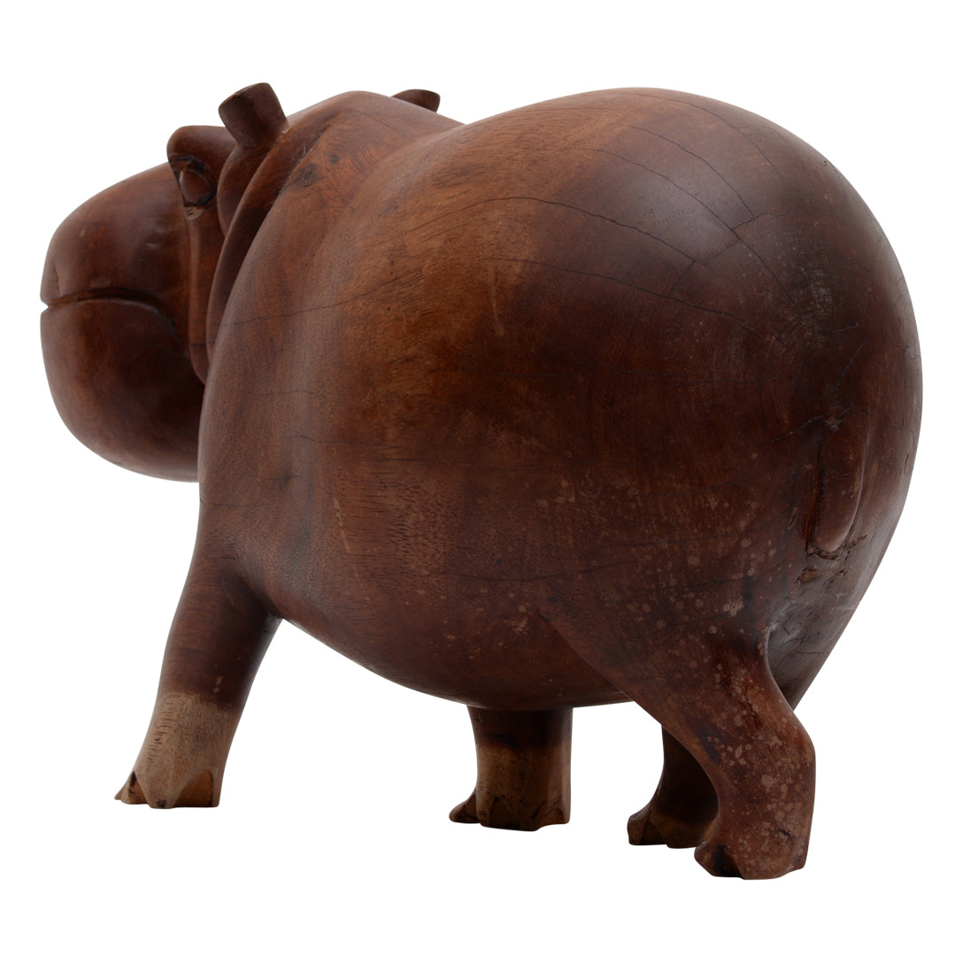 Hand Carved Wooden Hippo