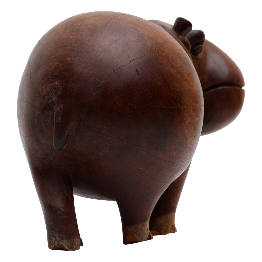 Hand Carved Wooden Hippo