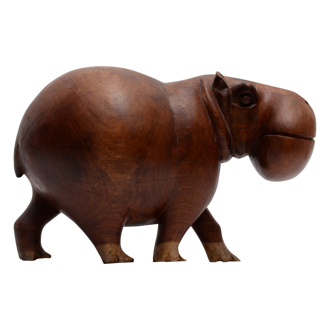 Hand Carved Wooden Hippo