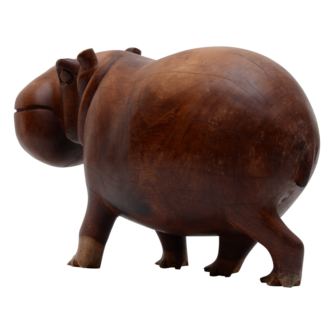 Hand Carved Wooden Hippo
