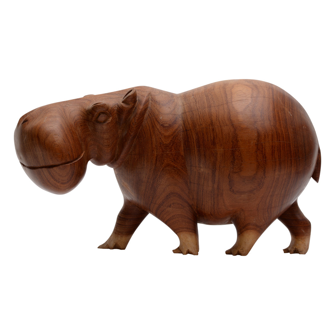 Hand Carved Wooden Hippo