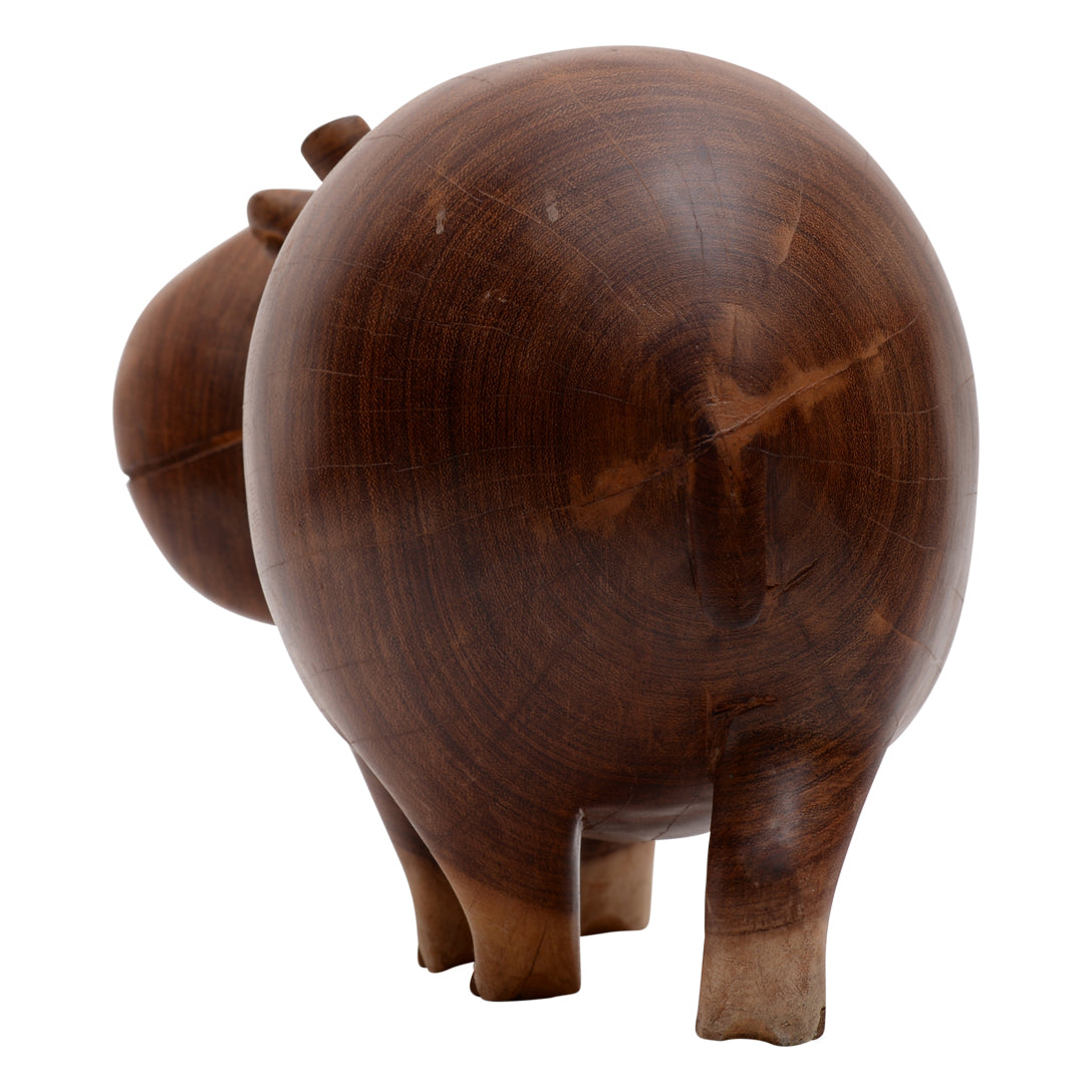 Hand Carved Wooden Hippo (as is condition)