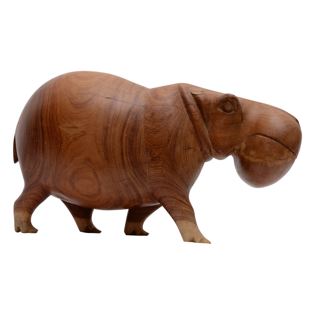 Hand Carved Wooden Hippo (as is condition)