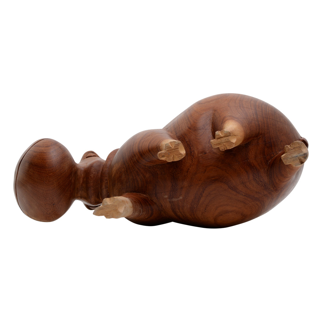 Hand Carved Wooden Hippo (as is condition)