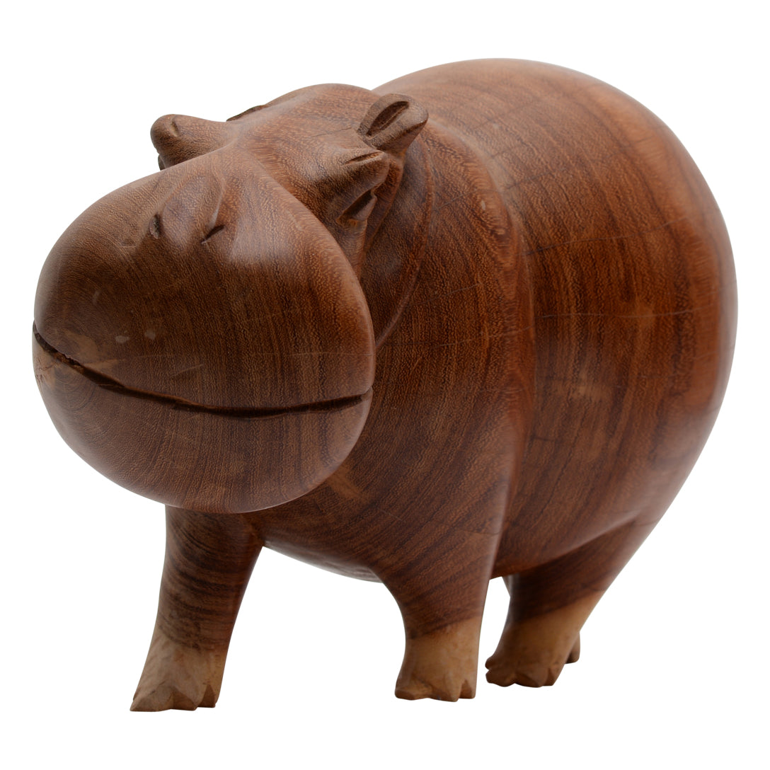 Hand Carved Wooden Hippo