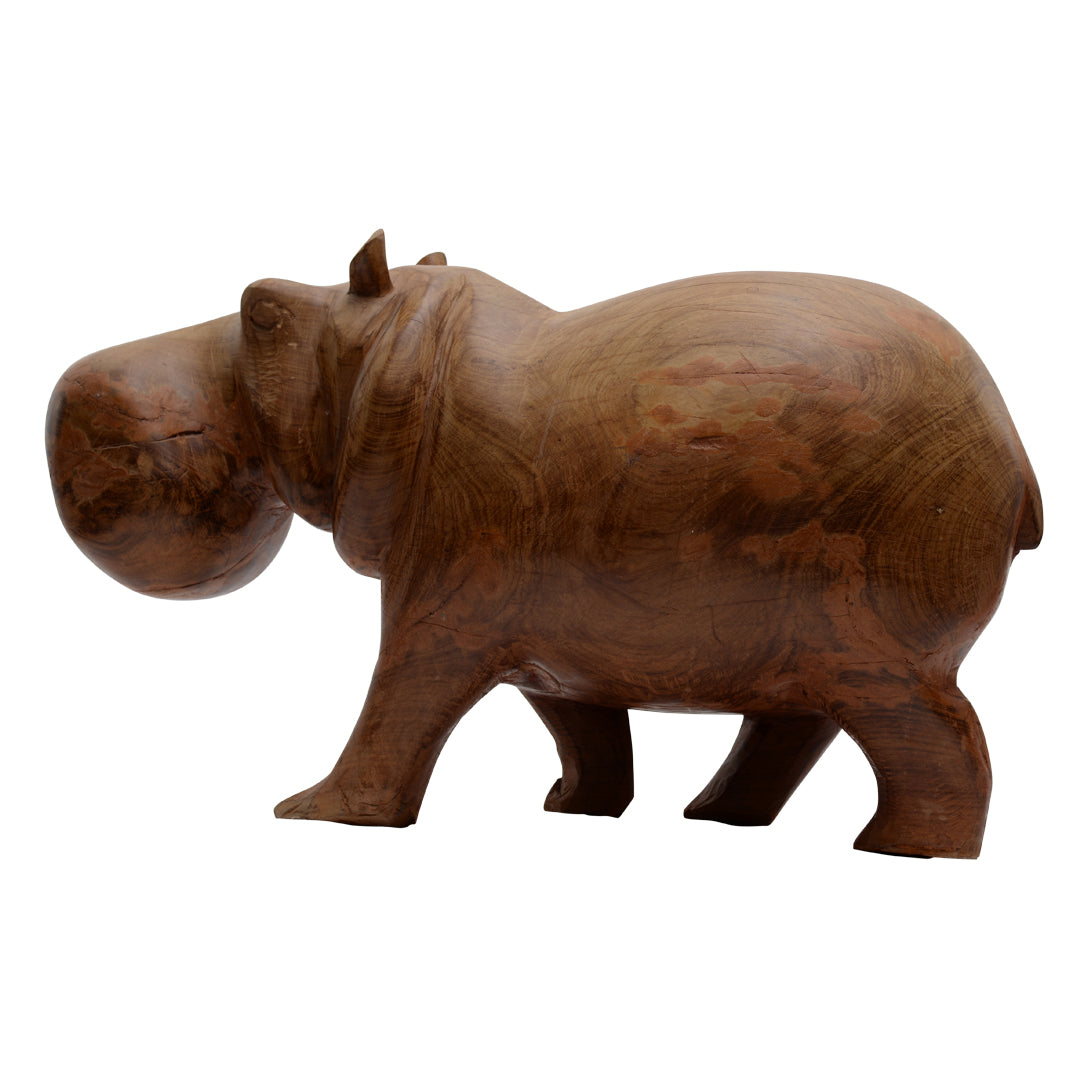 Hand Carved Wooden Hippo