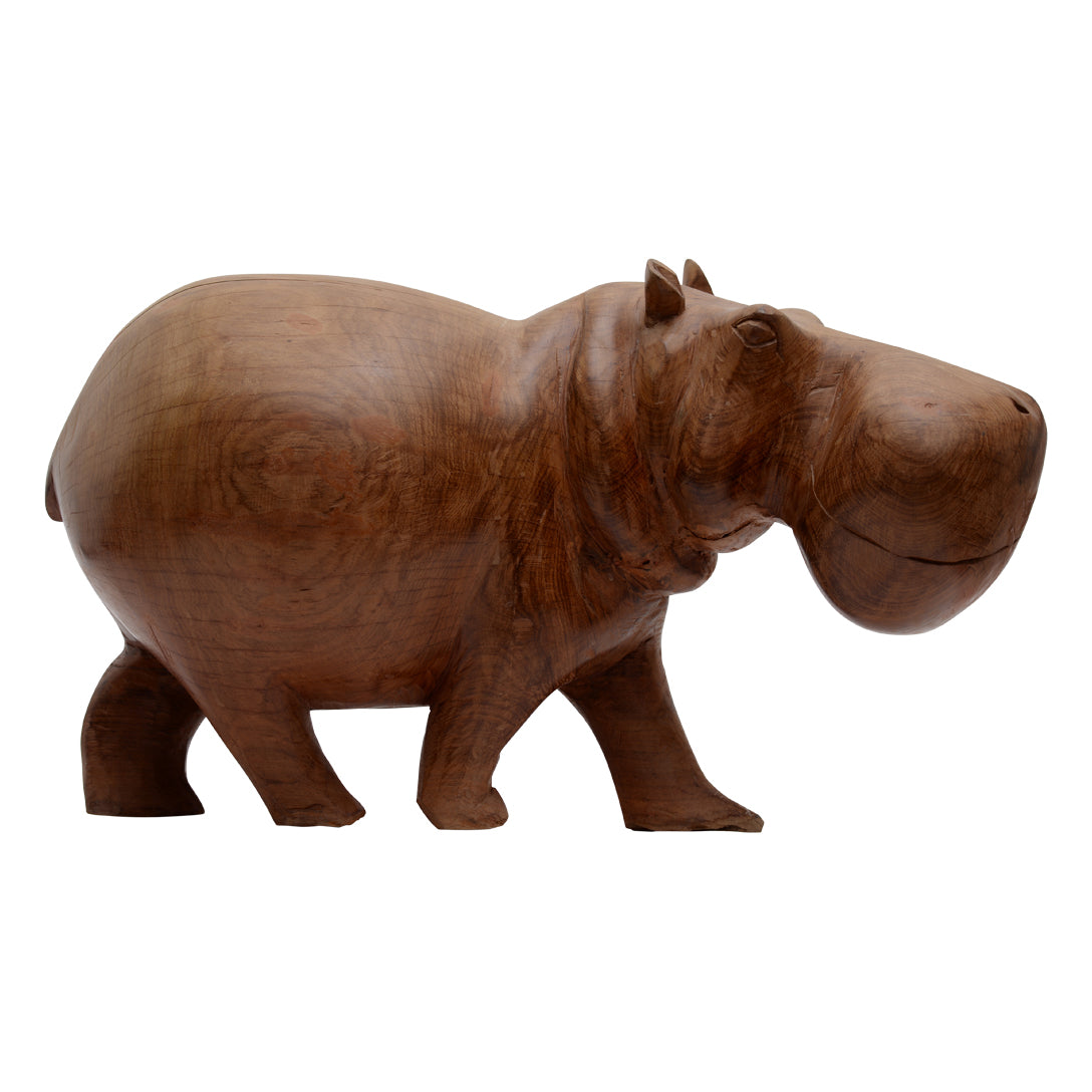 Hand Carved Wooden Hippo