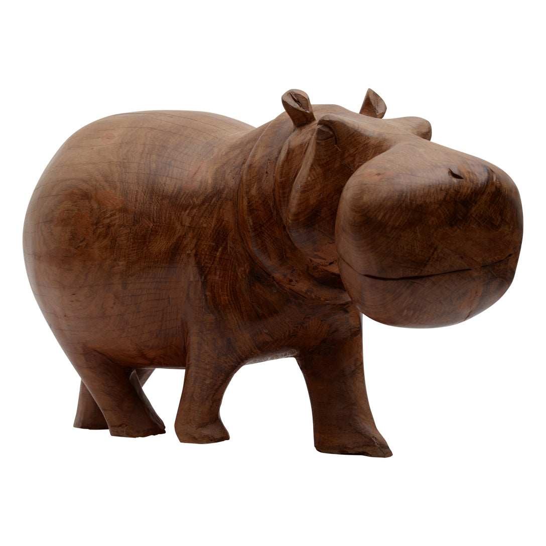 Hand Carved Wooden Hippo