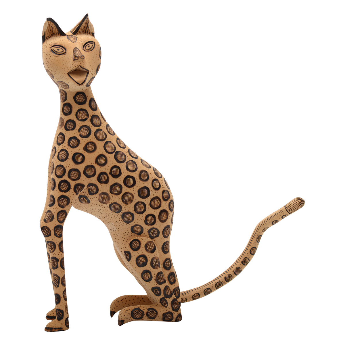 Whimsical leopard sculpture