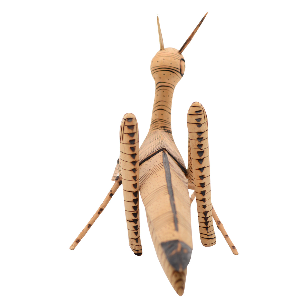 Whimsical grasshopper sculpture