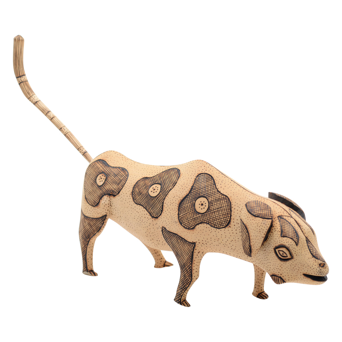 This whimsical folk art dog sculpture