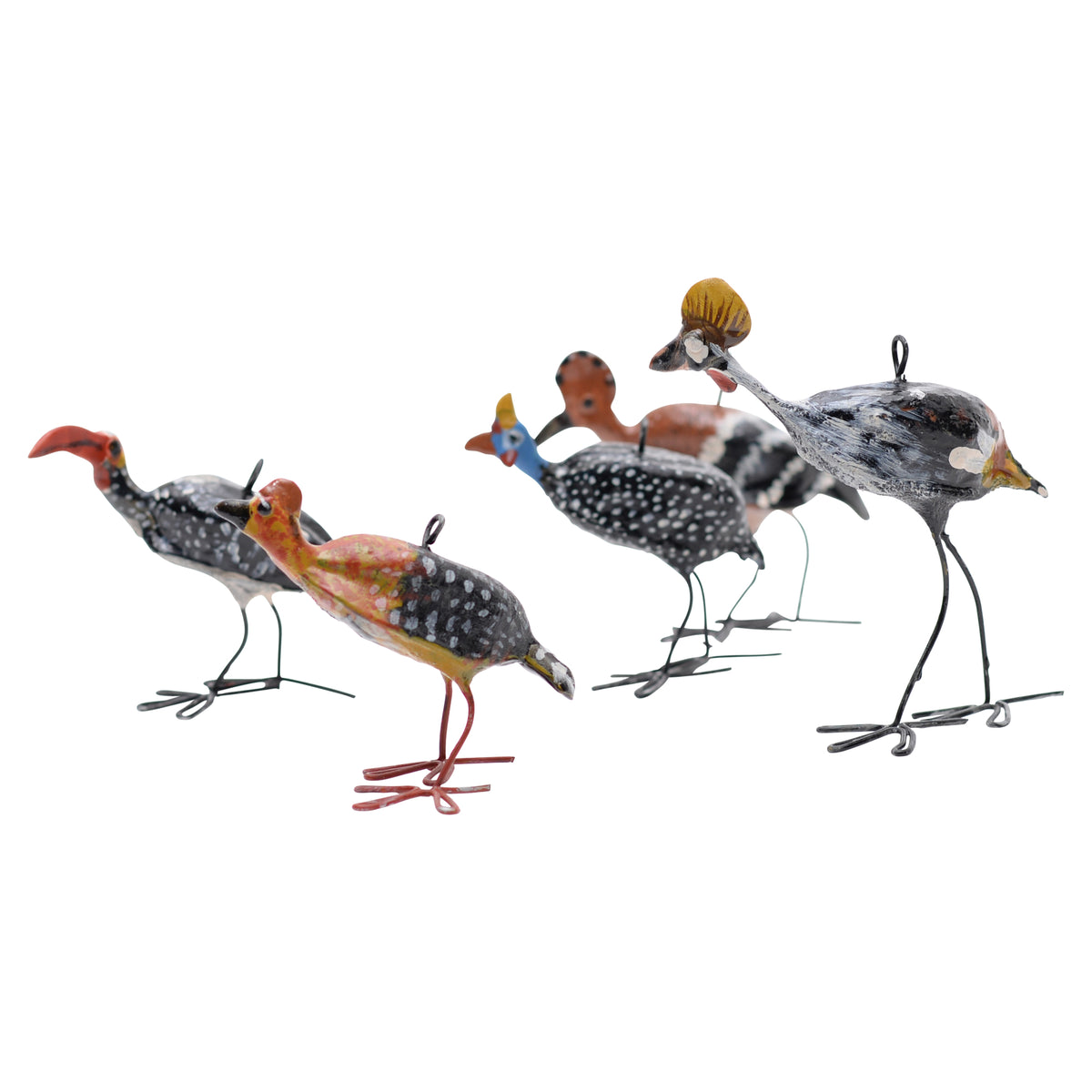 Five South African bird Ornaments