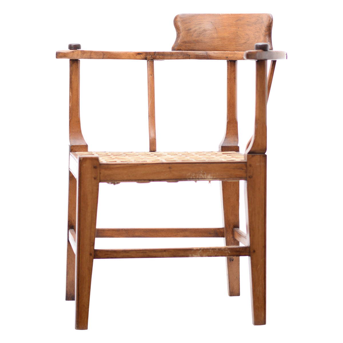 Wood with leather strips corner chair