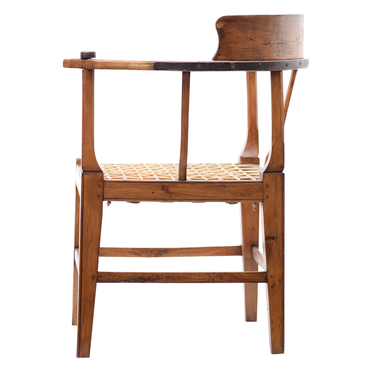 Wood with leather strips corner chair