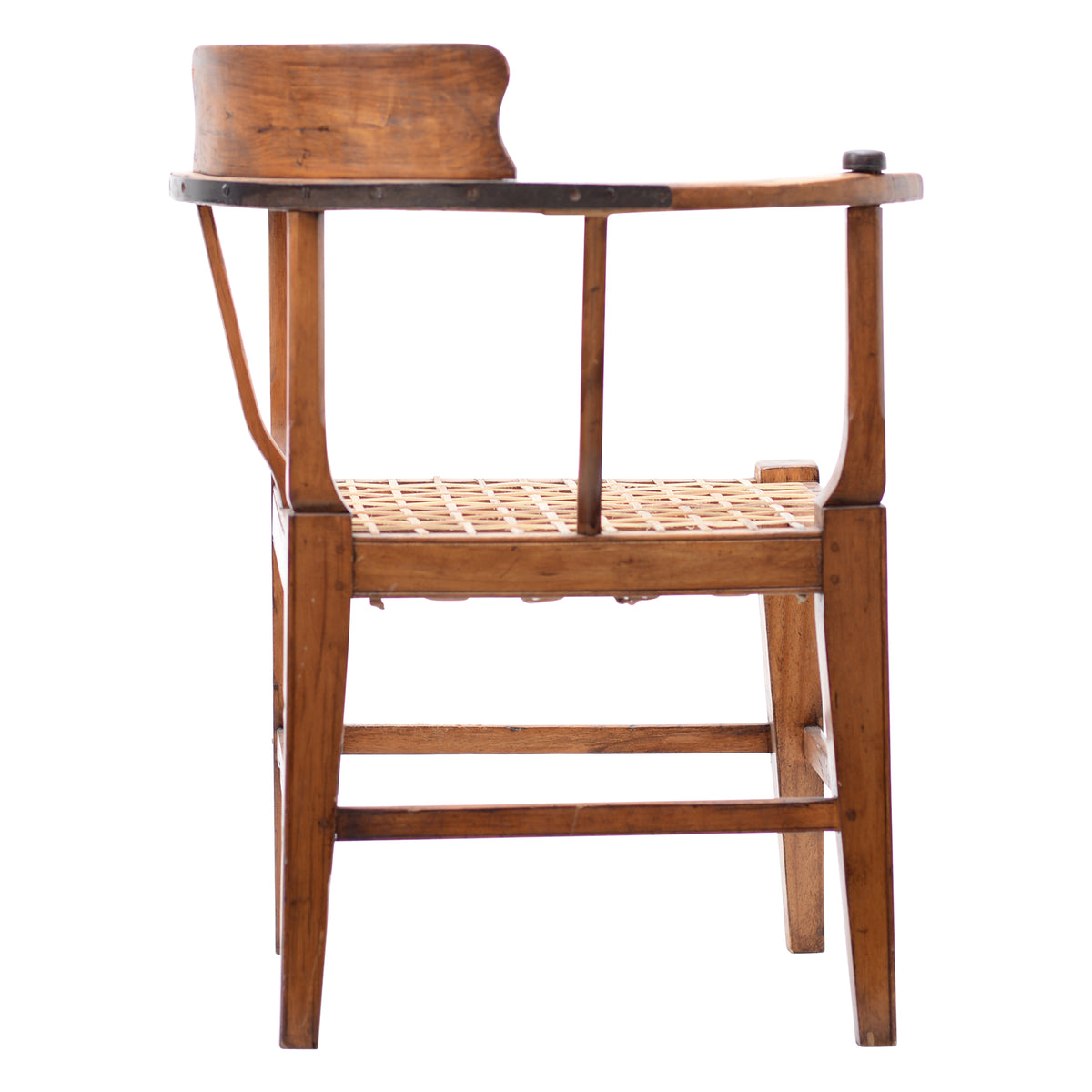 Wood with leather strips corner chair