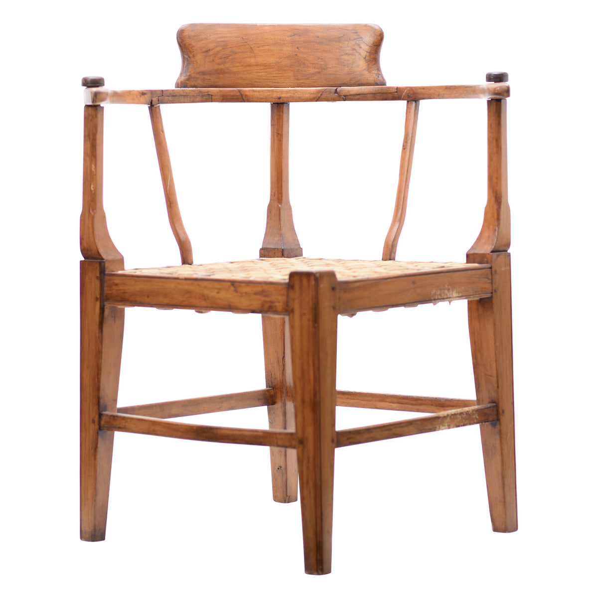 Wood with leather strips corner chair