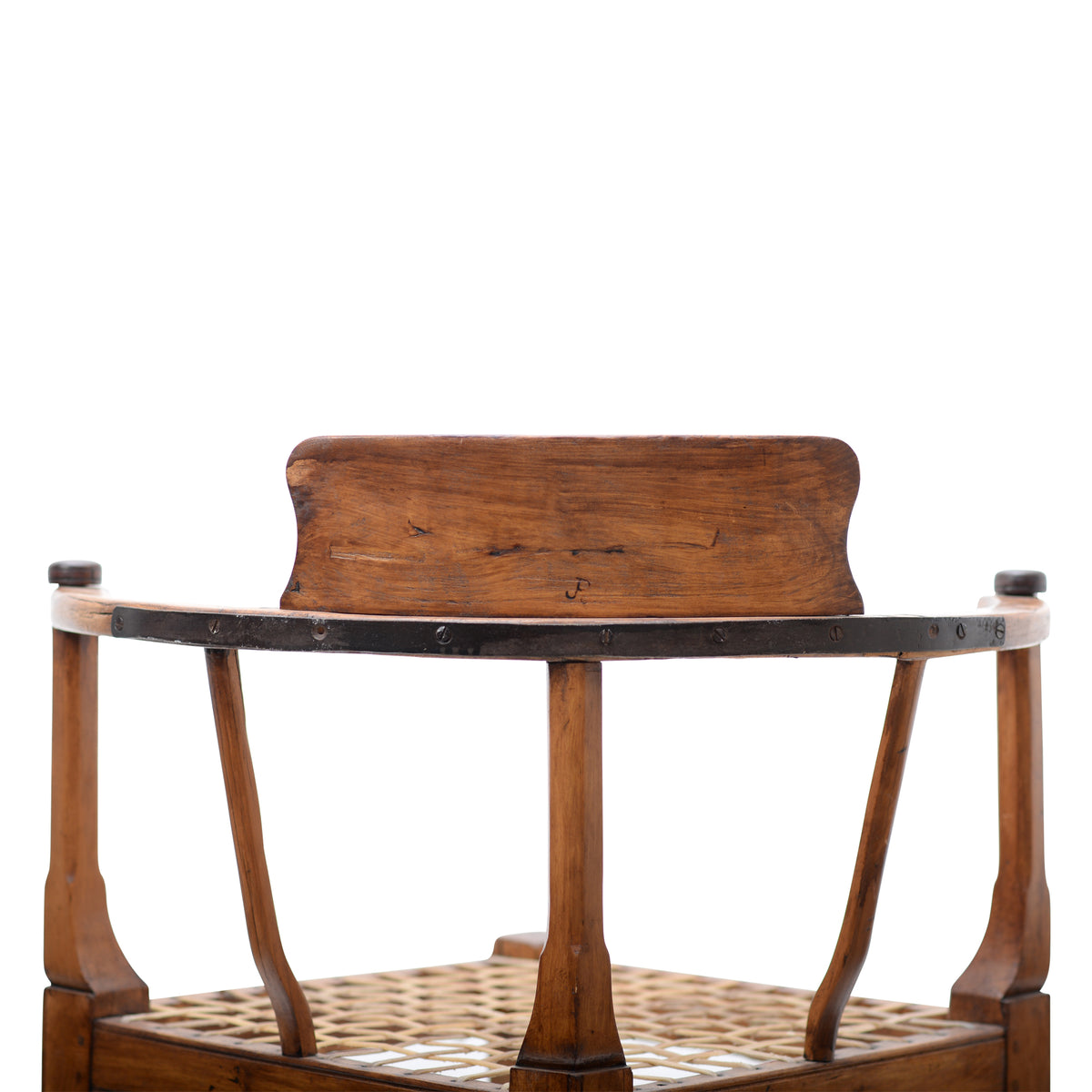 Wood with leather strips corner chair