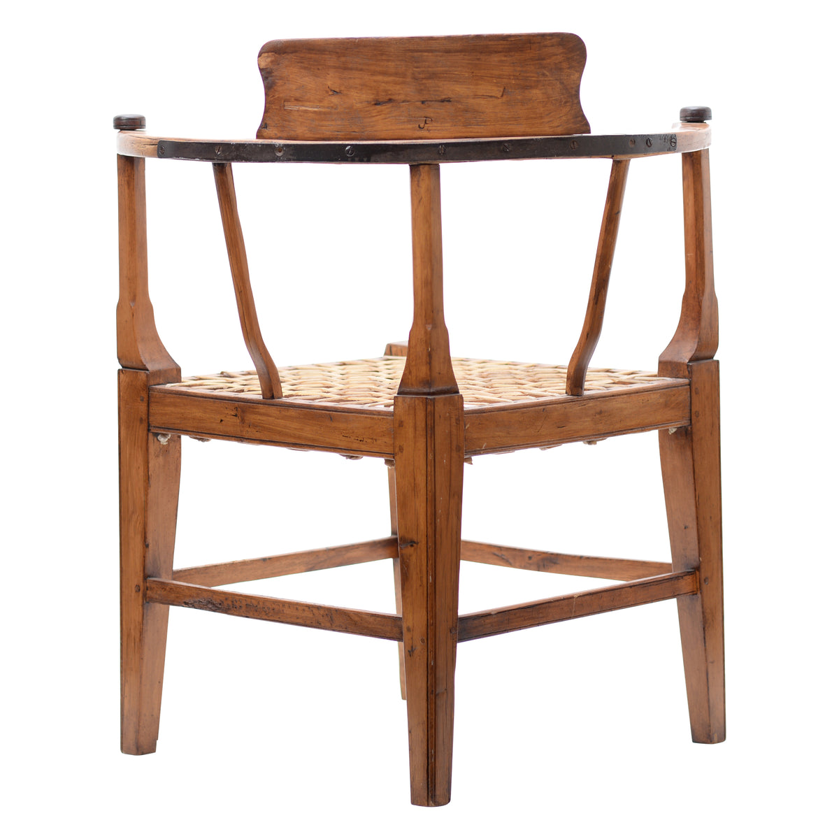 Wood with leather strips corner chair