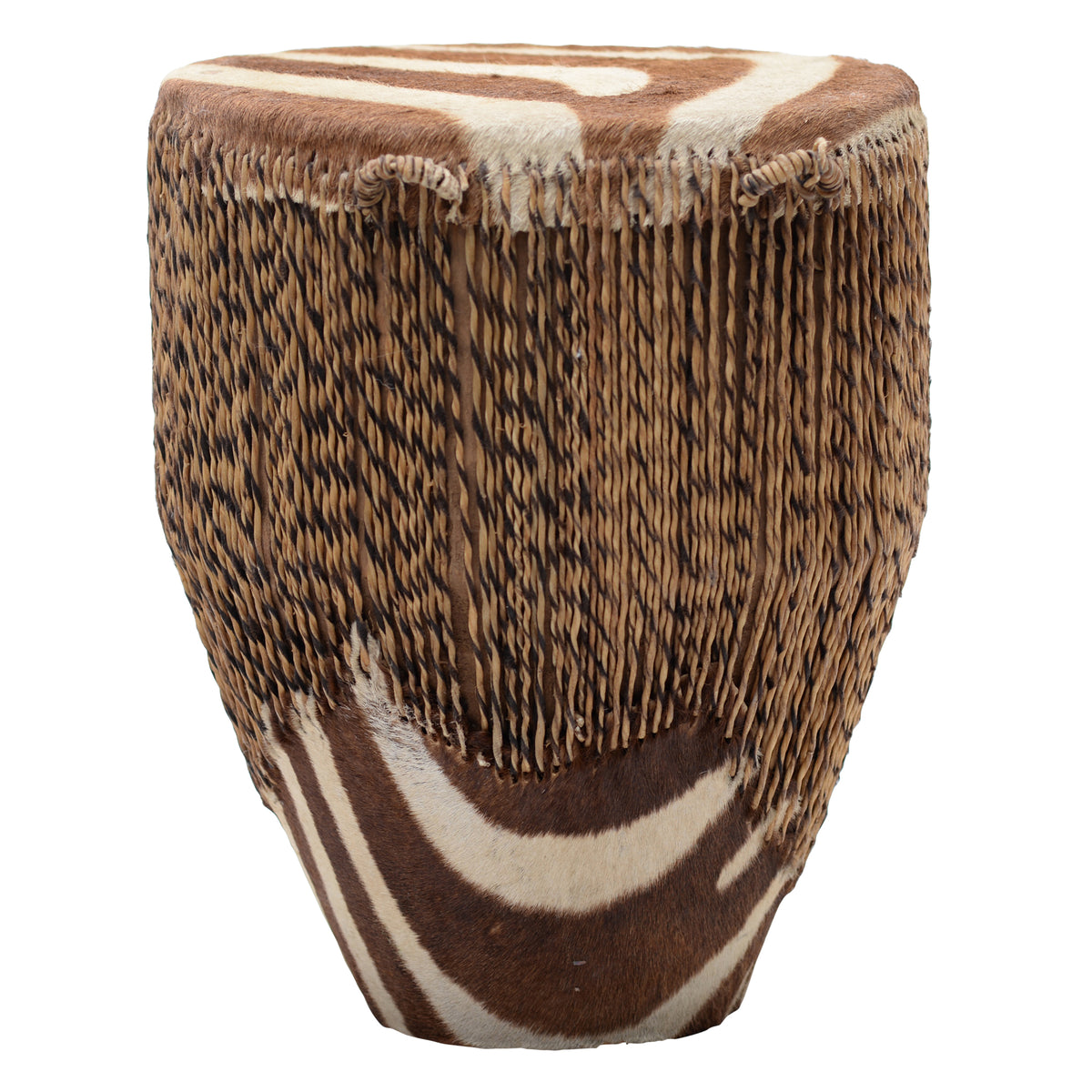 Zebra Skin wood carved drum