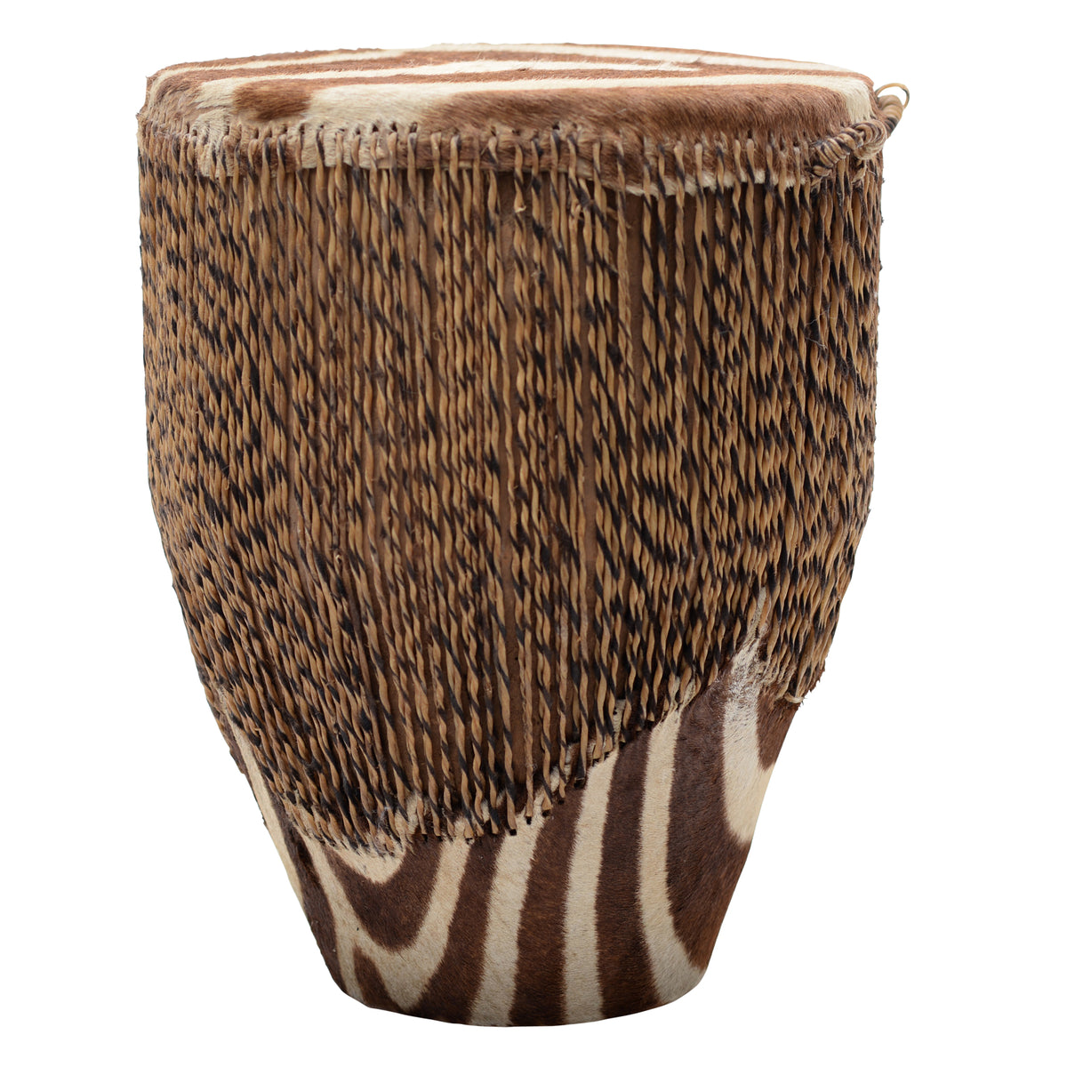Zebra Skin wood carved drum