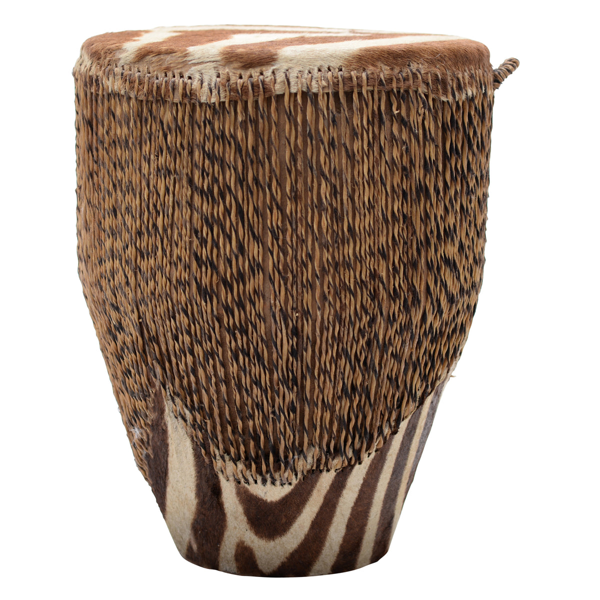 Zebra Skin wood carved drum