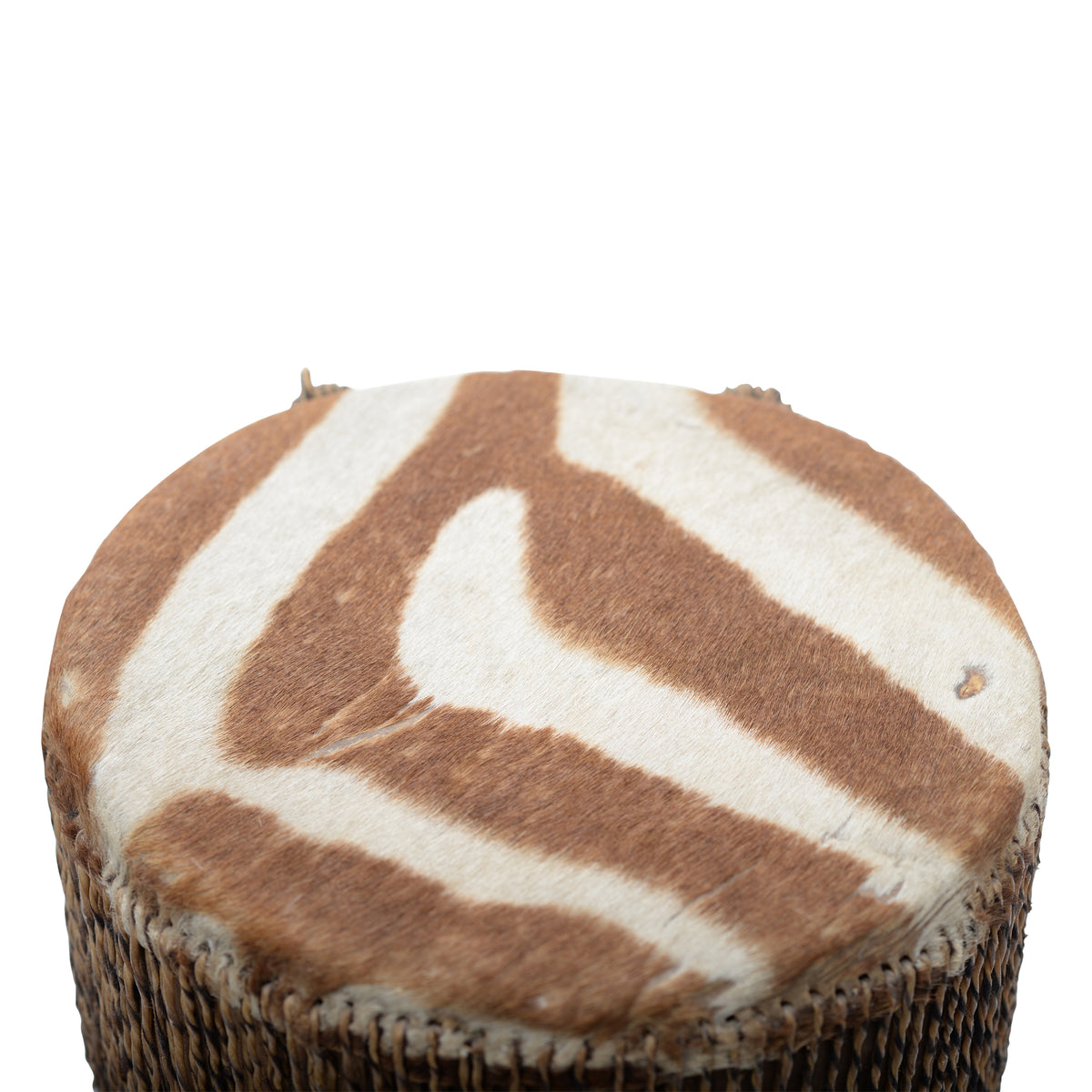 Zebra Skin wood carved drum