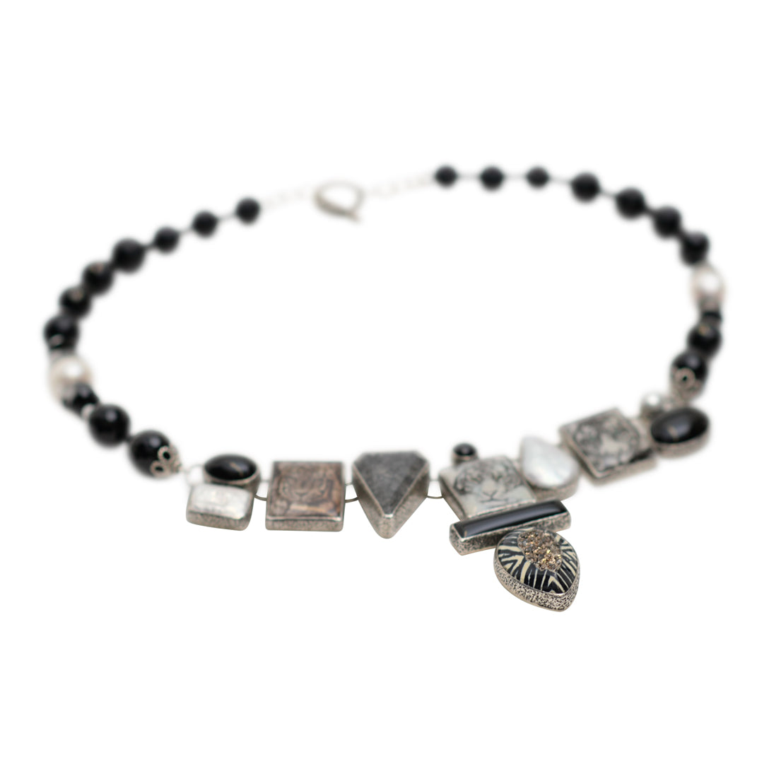 White tiger tile necklace