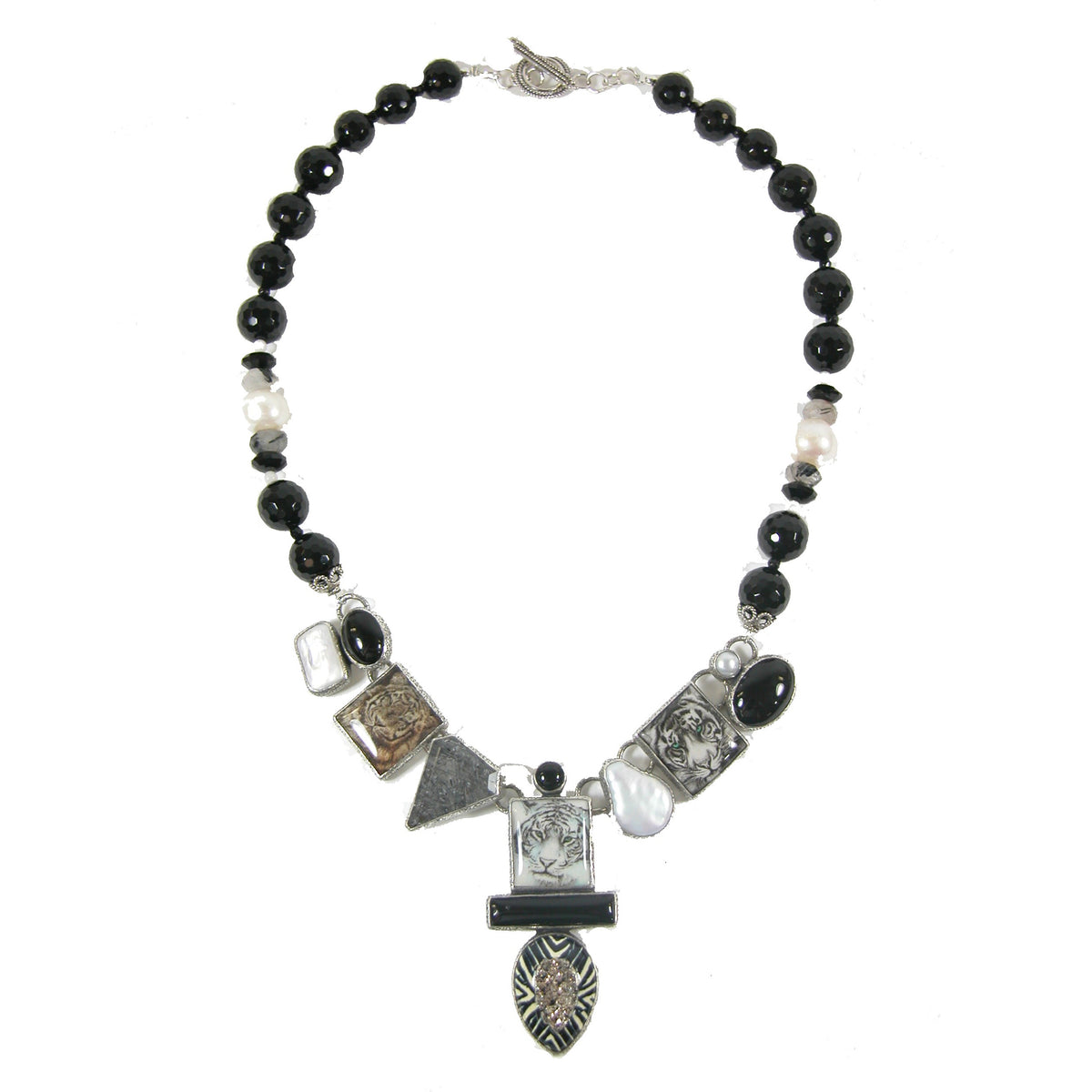 White tiger tile necklace