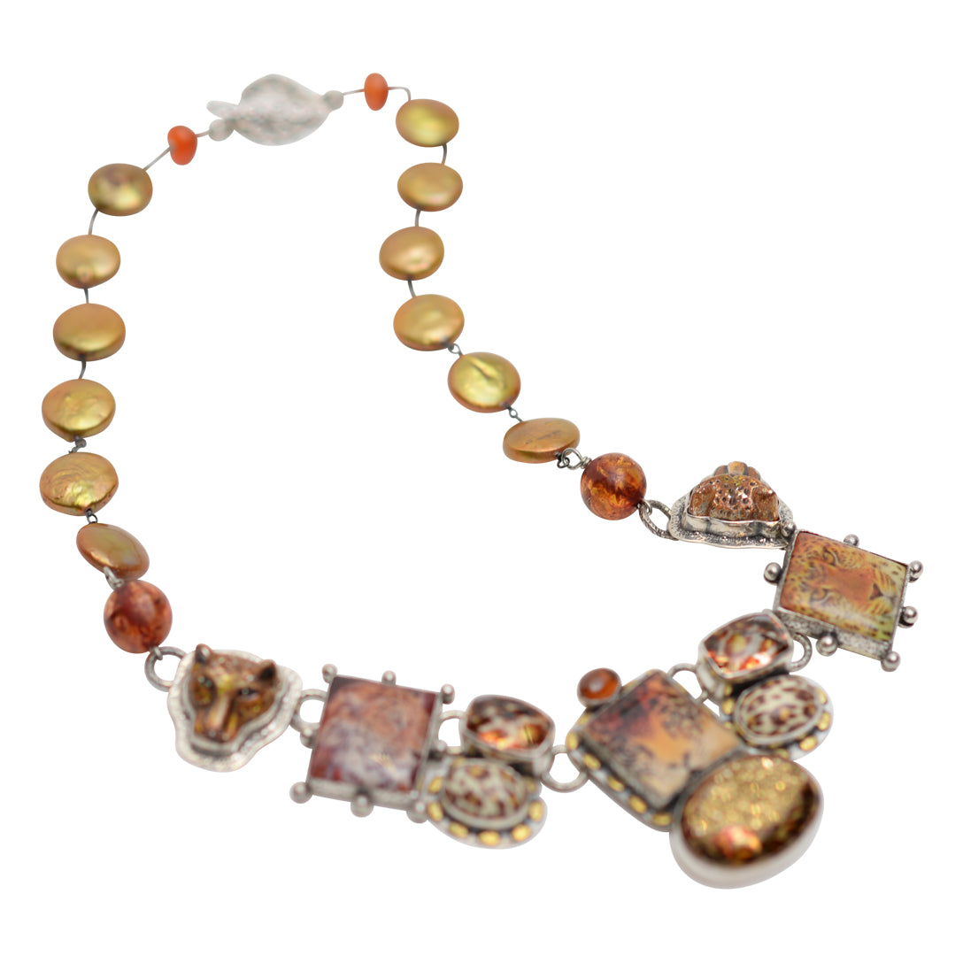 Wild cat tile necklace