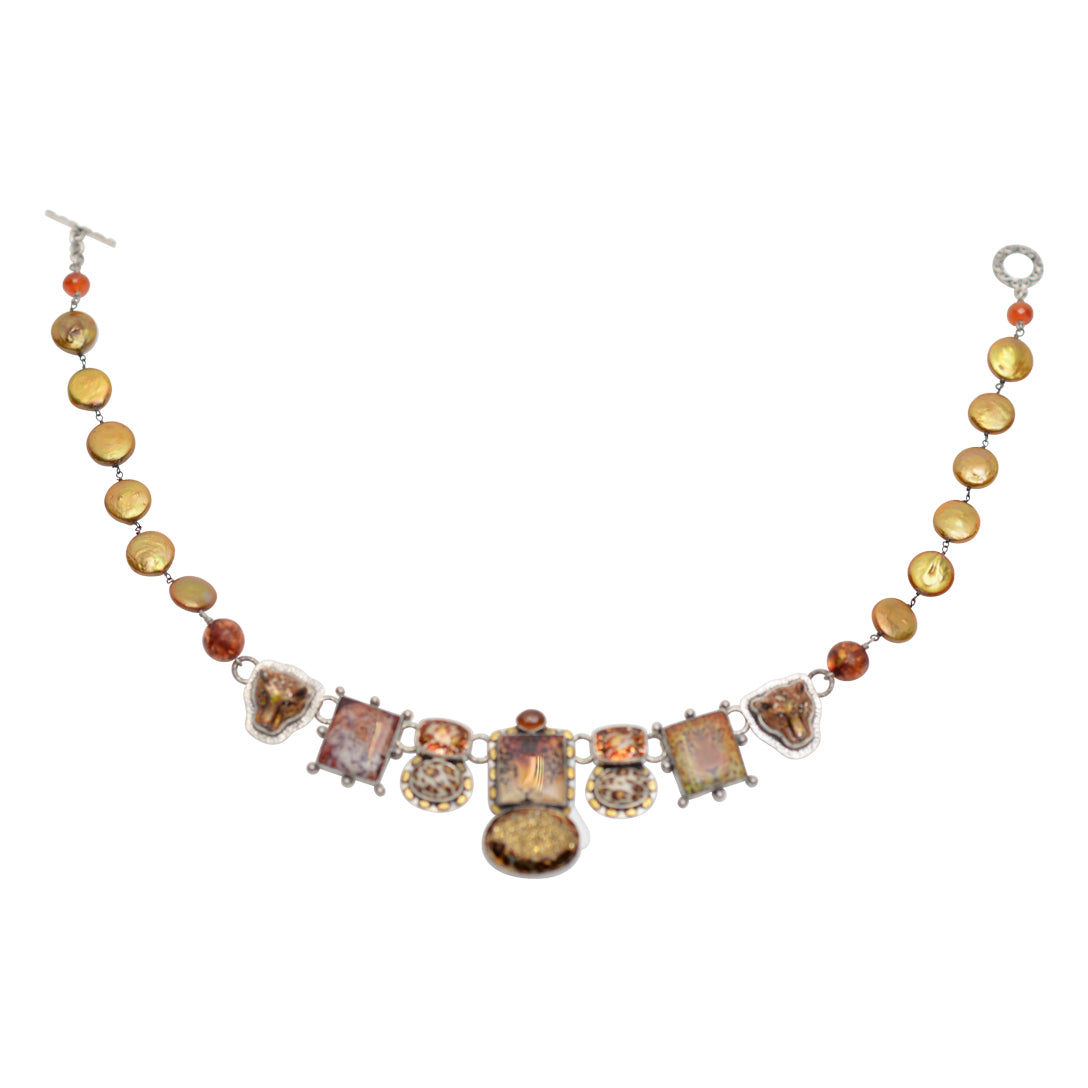 Wild cat tile necklace