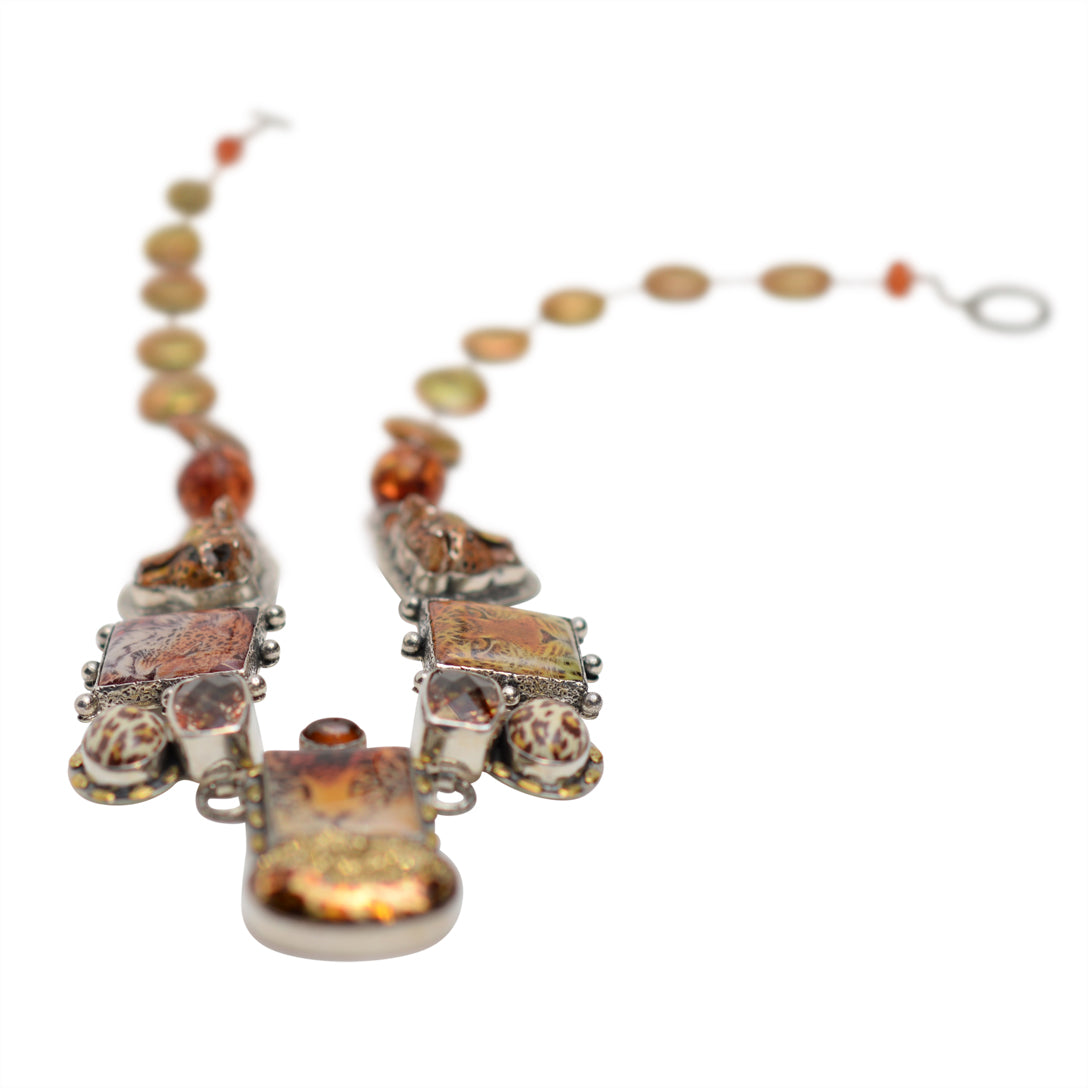 Wild cat tile necklace