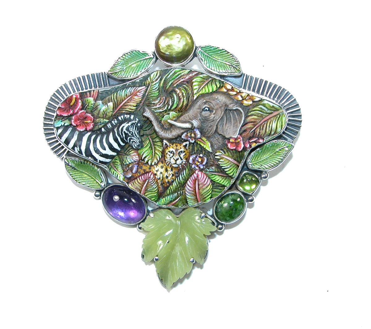 Elephant & Zebra Pin and Pendant