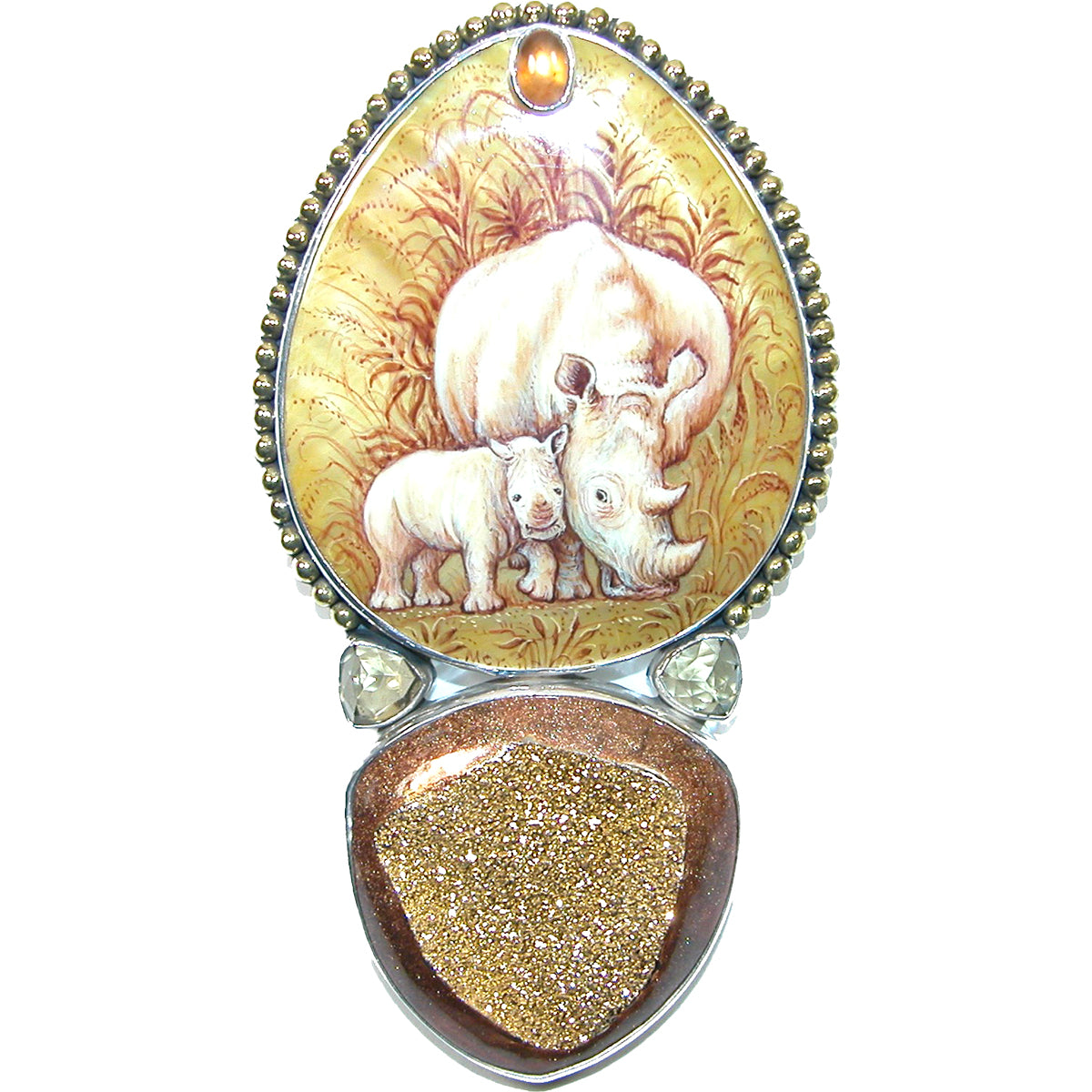 Rhino pin pendant