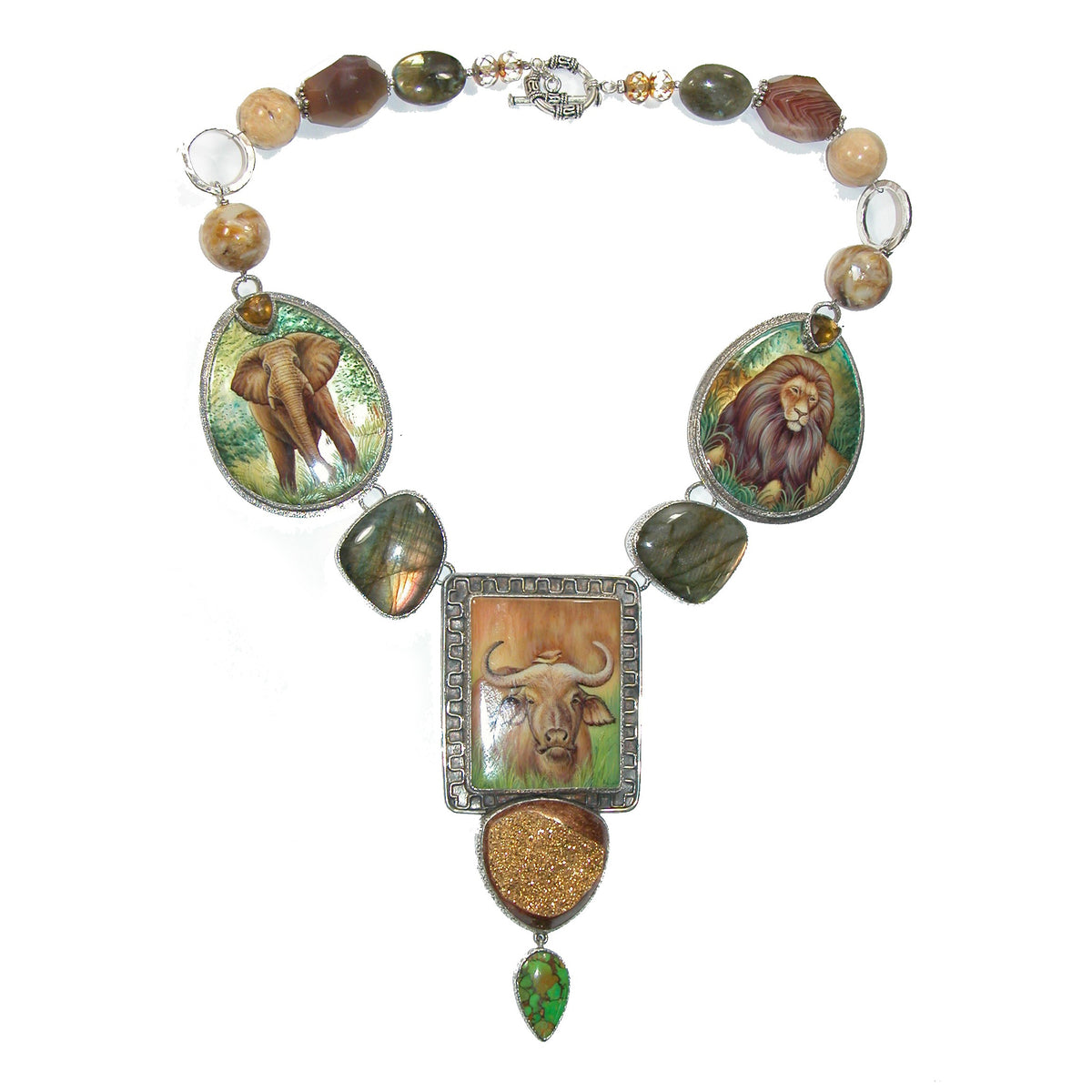 Extra large hand painted safari necklace