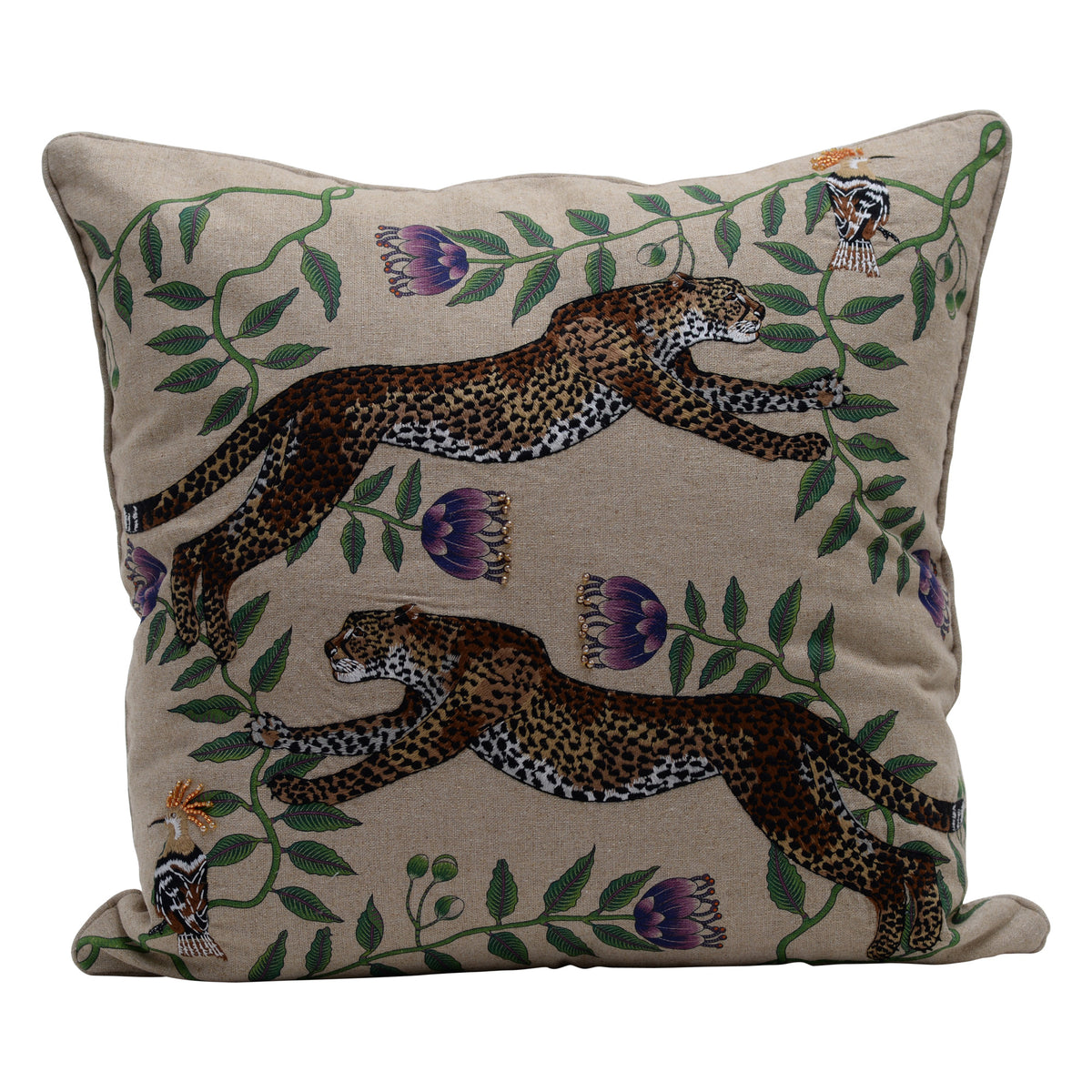 Linen cheetah cushion