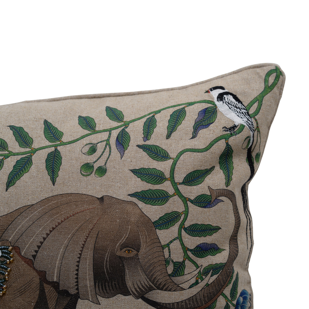 Linen elephant cushion
