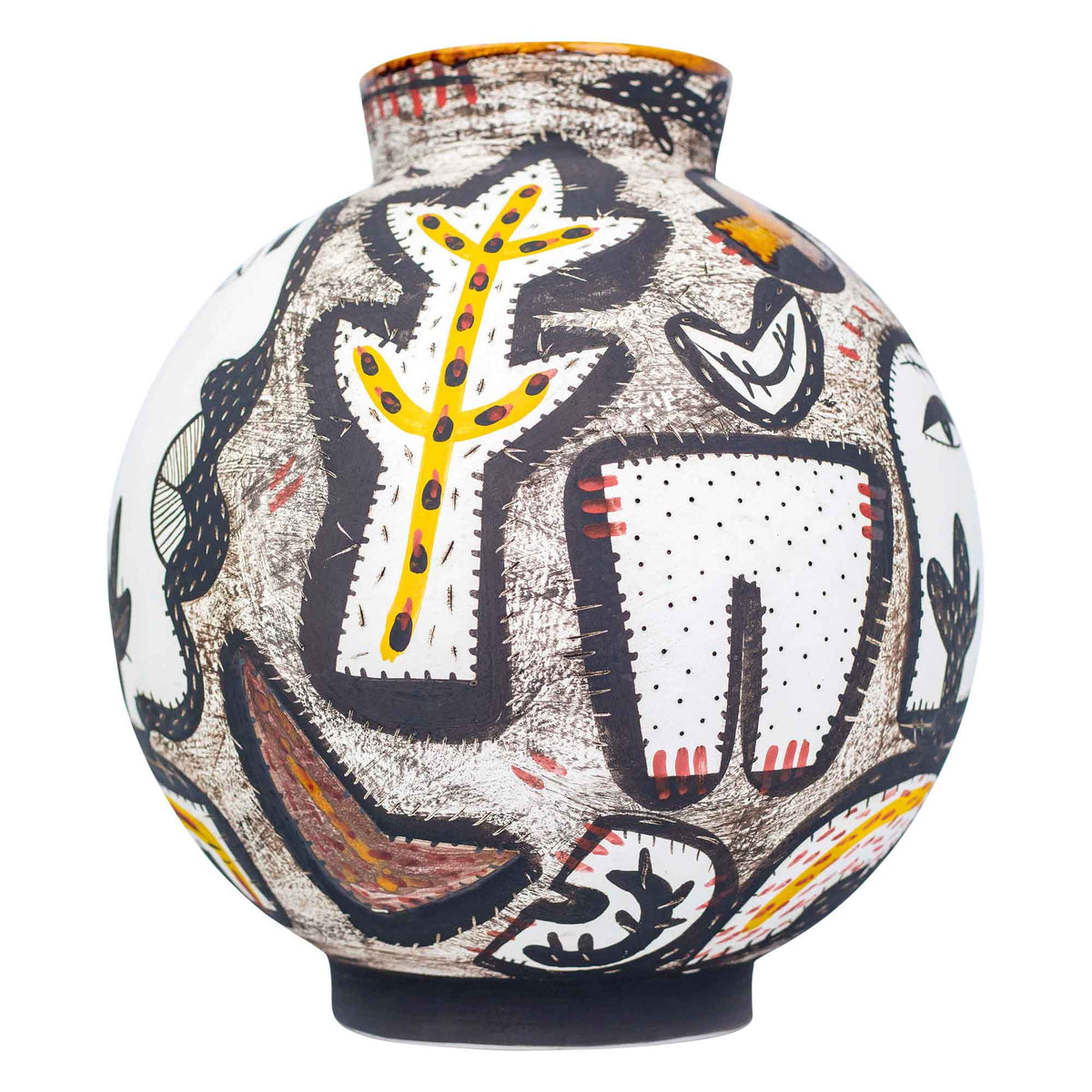Large round abstract portrait with cacti-vessel