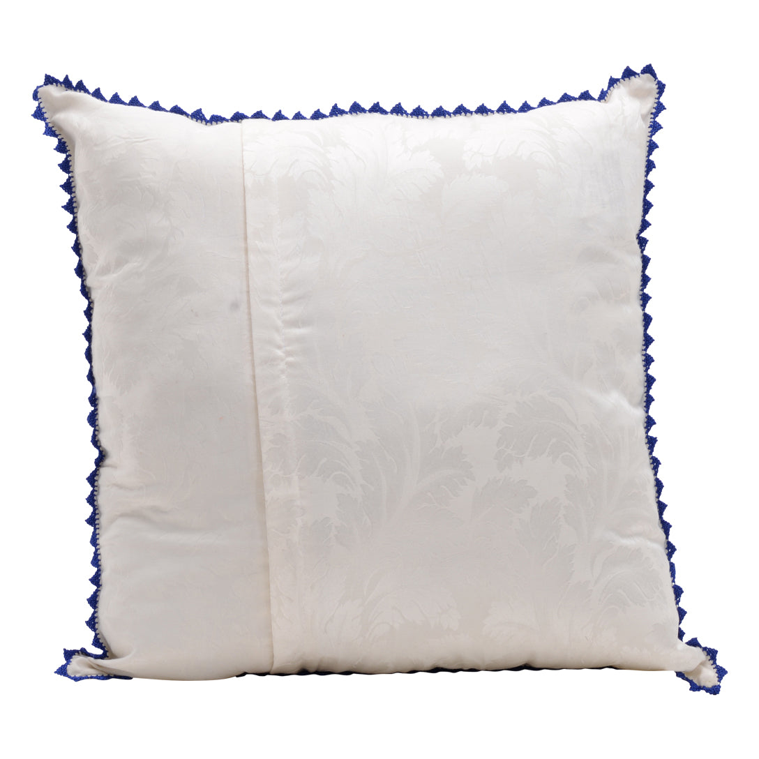 HANDMADE MORROCAN SILK CUSHION BLUE 19"X19"