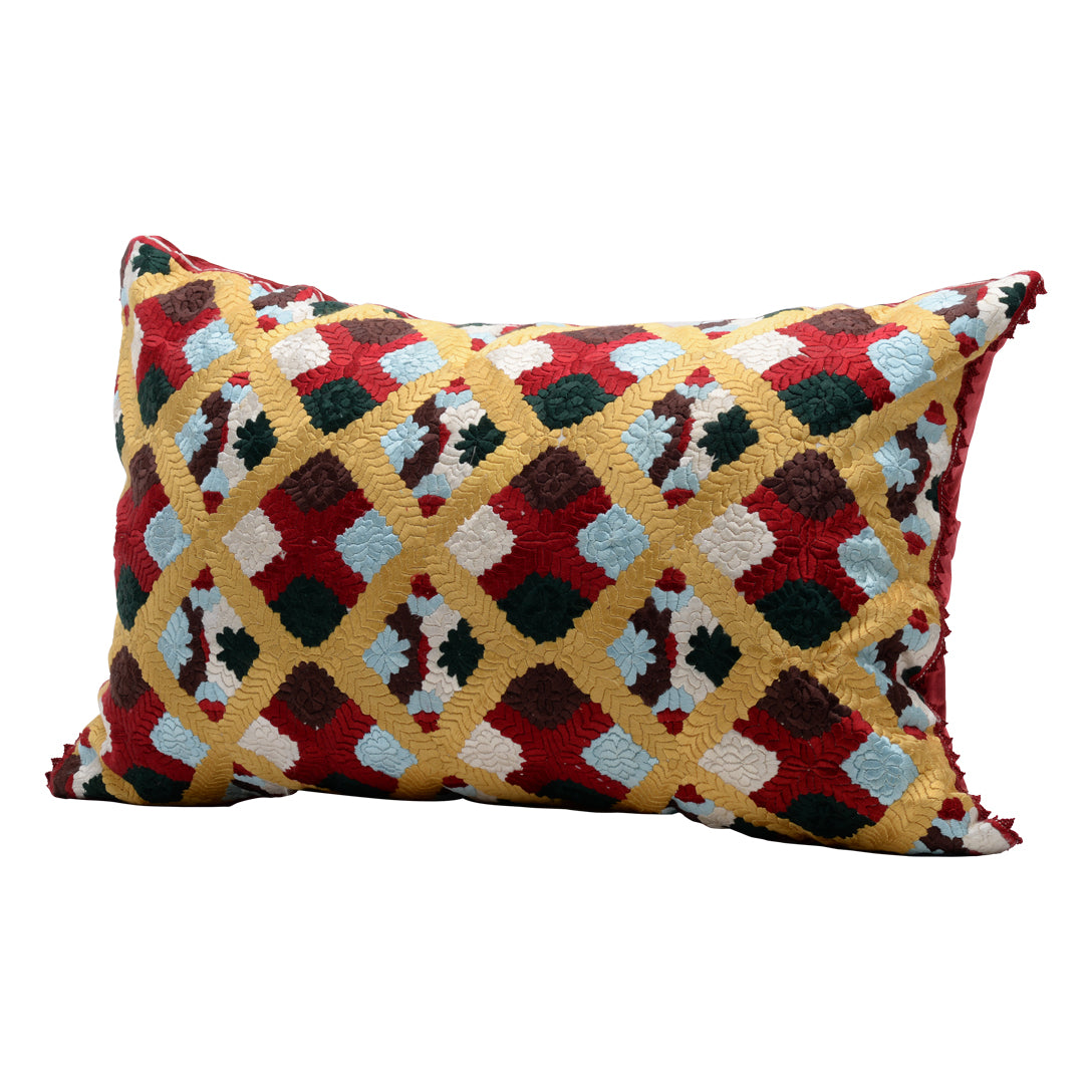 HANDMADE MORROCAN SILK CUSHION MULTI COLOR 22"X35"