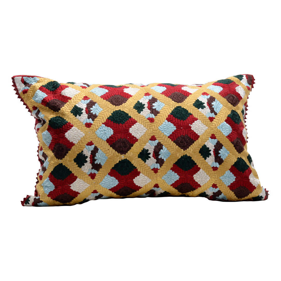 HANDMADE MORROCAN SILK CUSHION MULTI COLOR 22"X35"