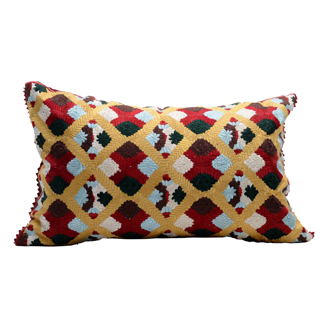 HANDMADE MORROCAN SILK CUSHION MULTI COLOR 22"X35"