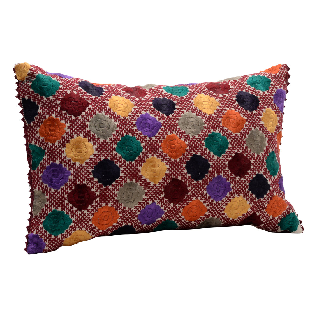 HANDMADE MORROCAN SILK CUSHION MULTI COLOR 15"X26"