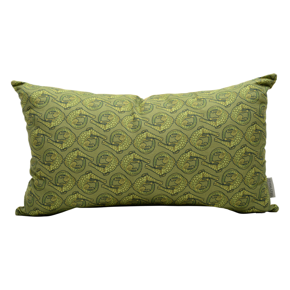 Crocodile Rivergreen Lime Linen Pillow
