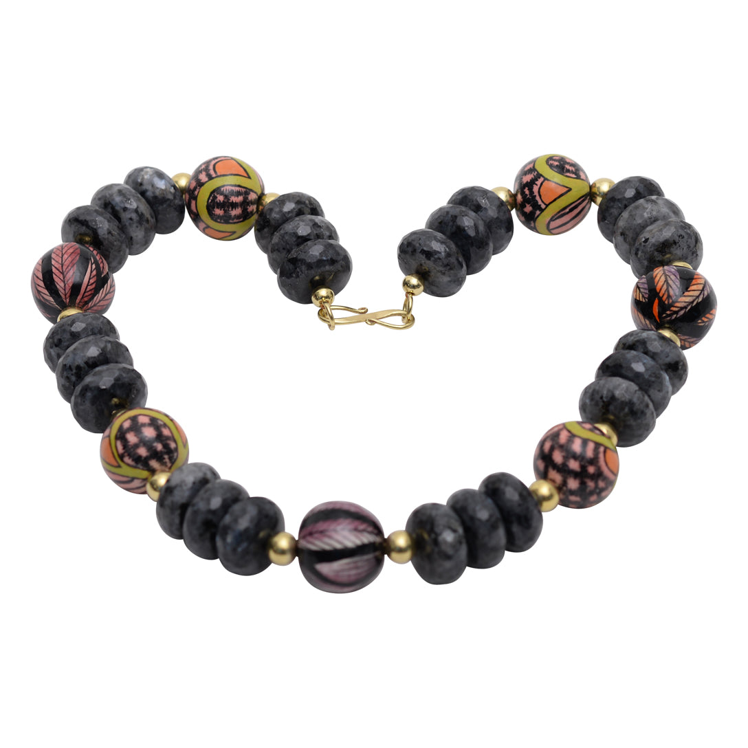 Black gate beads necklace