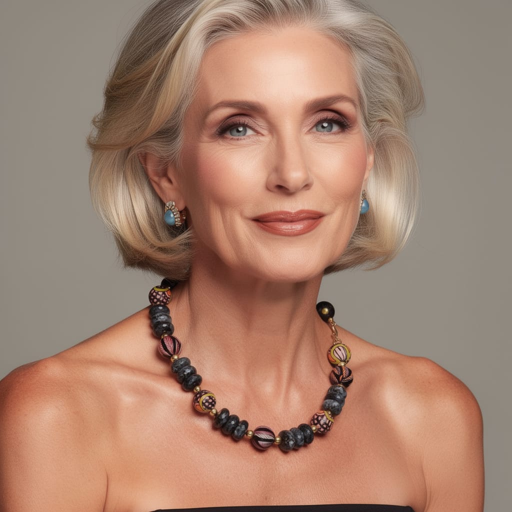 Black gate beads necklace