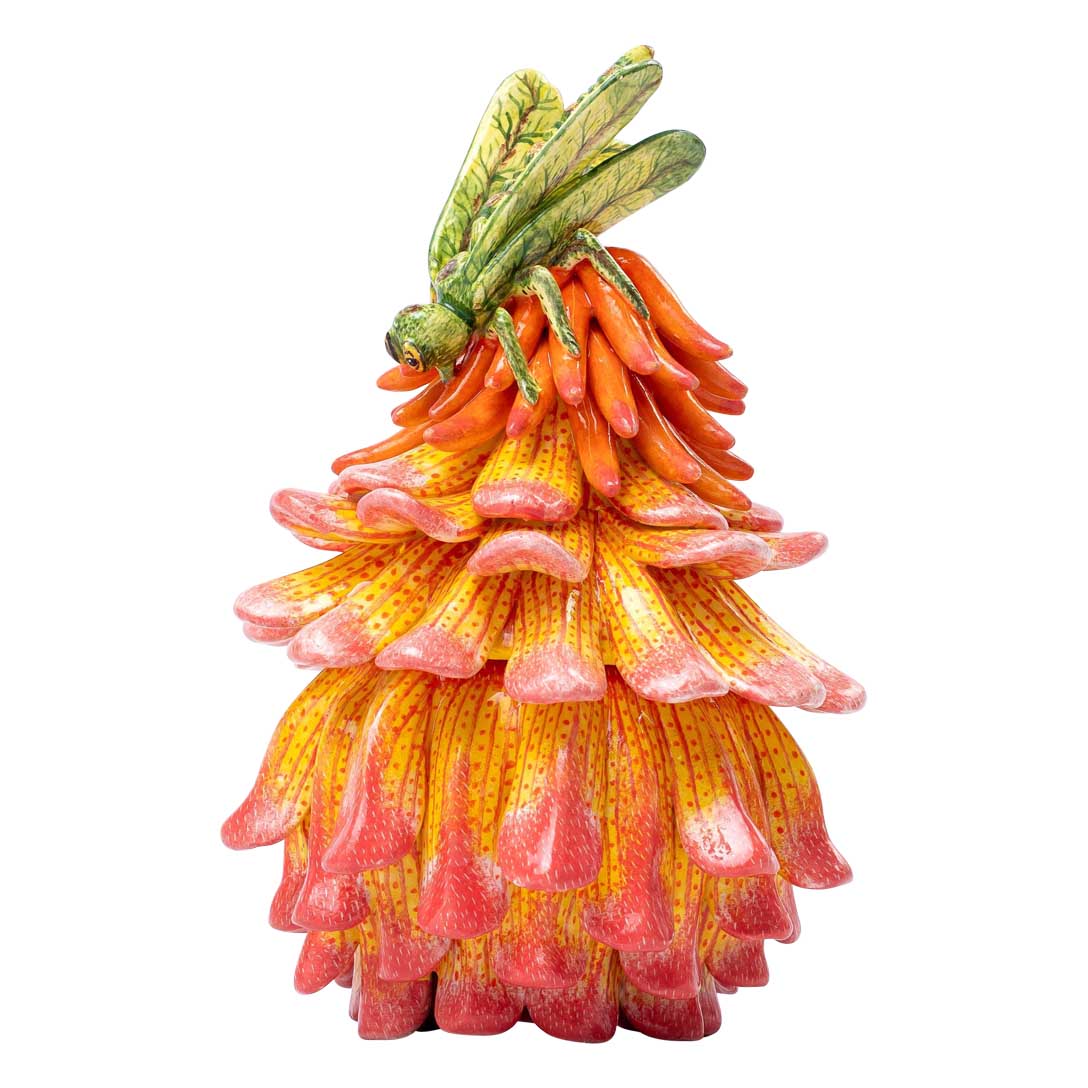 Coral, locust, flower, pink & green jewelry box