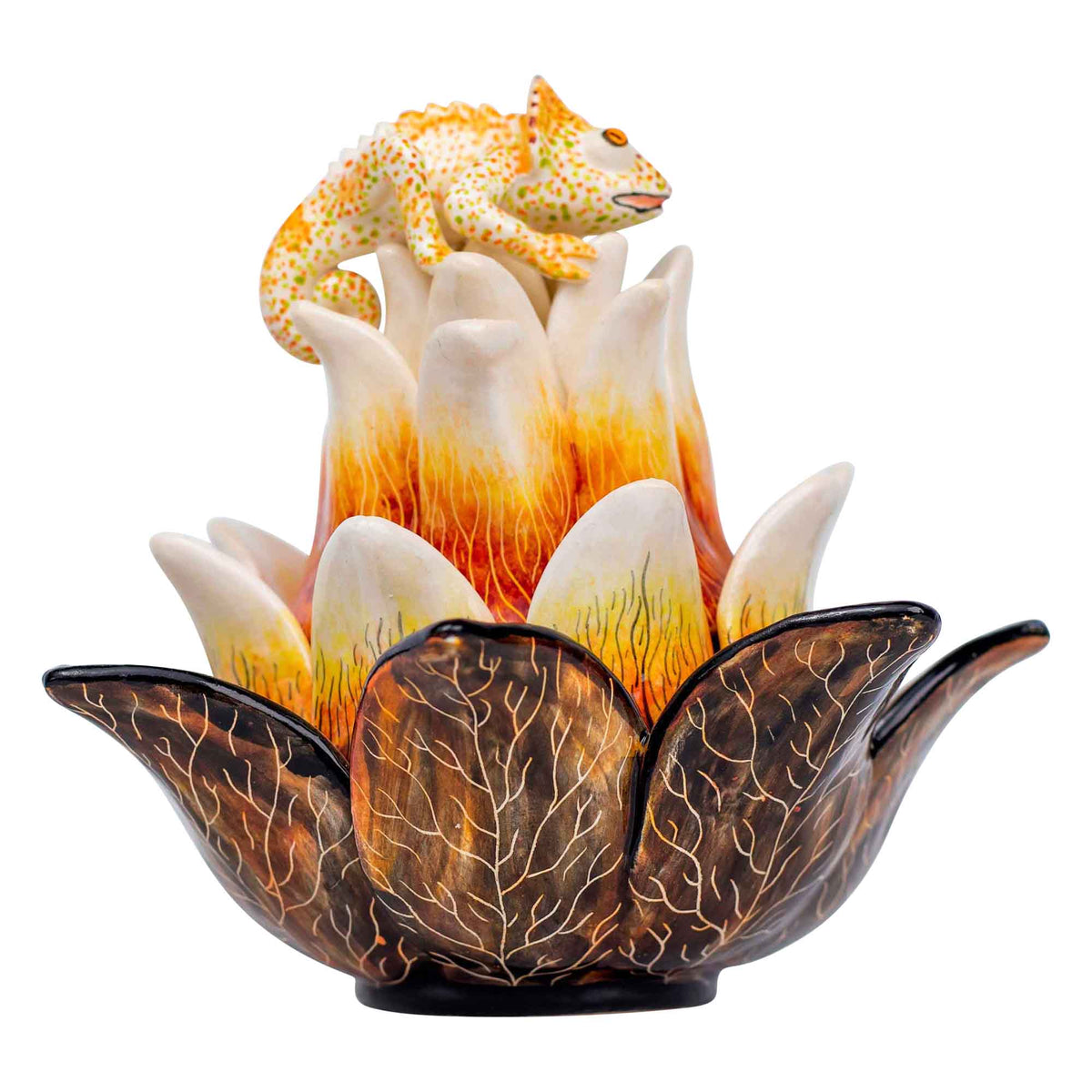 Chameleon & protea jewelry box